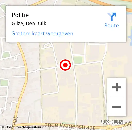 Locatie op kaart van de 112 melding: Politie Gilze, Den Bulk op 15 september 2020 16:35