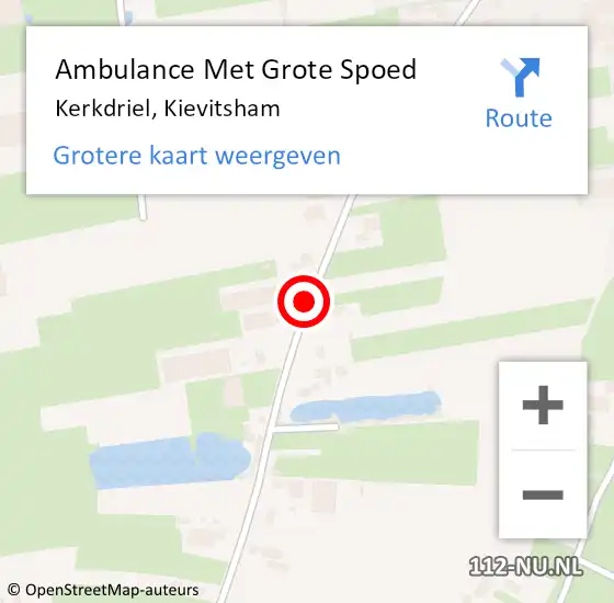 Locatie op kaart van de 112 melding: Ambulance Met Grote Spoed Naar Kerkdriel, Kievitsham op 15 september 2020 16:48