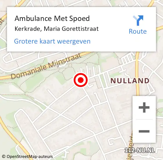 Locatie op kaart van de 112 melding: Ambulance Met Spoed Naar Kerkrade, Maria Gorettistraat op 15 september 2020 17:07