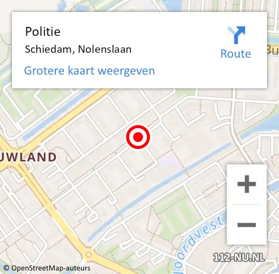 Locatie op kaart van de 112 melding: Politie Schiedam, Nolenslaan op 15 september 2020 19:47
