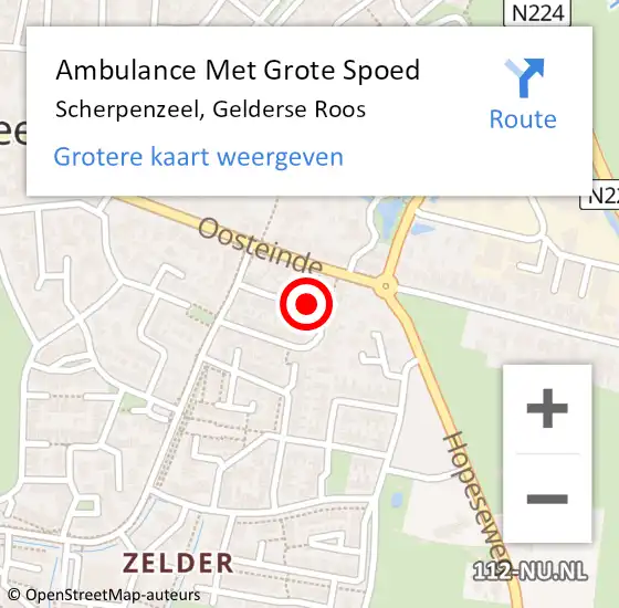 Locatie op kaart van de 112 melding: Ambulance Met Grote Spoed Naar Scherpenzeel, Gelderse Roos op 15 september 2020 20:04