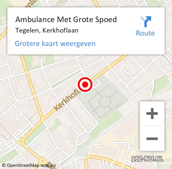 Locatie op kaart van de 112 melding: Ambulance Met Grote Spoed Naar Tegelen, Kerkhoflaan op 15 september 2020 21:14