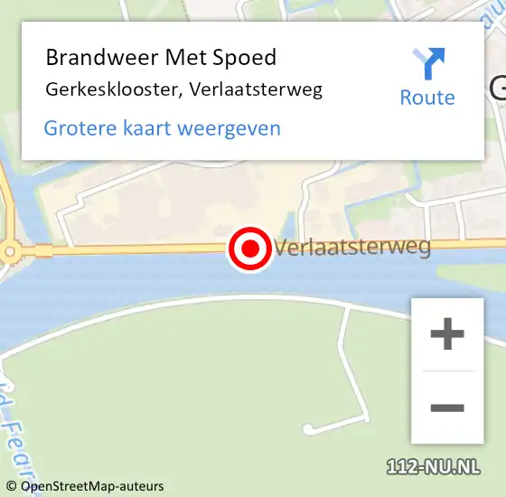 Locatie op kaart van de 112 melding: Brandweer Met Spoed Naar Gerkesklooster, Verlaatsterweg op 15 september 2020 21:15