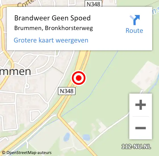 Locatie op kaart van de 112 melding: Brandweer Geen Spoed Naar Brummen, Bronkhorsterweg op 15 september 2020 21:19