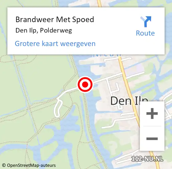 Locatie op kaart van de 112 melding: Brandweer Met Spoed Naar Den Ilp, Polderweg op 15 september 2020 23:52