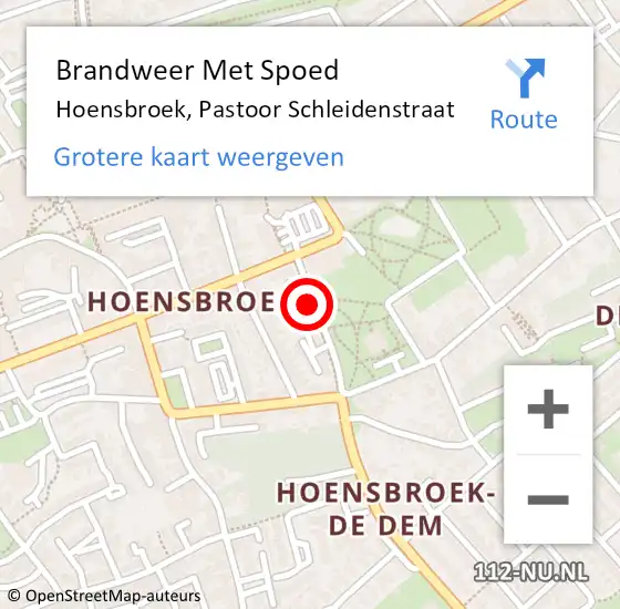 Locatie op kaart van de 112 melding: Brandweer Met Spoed Naar Hoensbroek, Pastoor Schleidenstraat op 16 september 2020 01:20