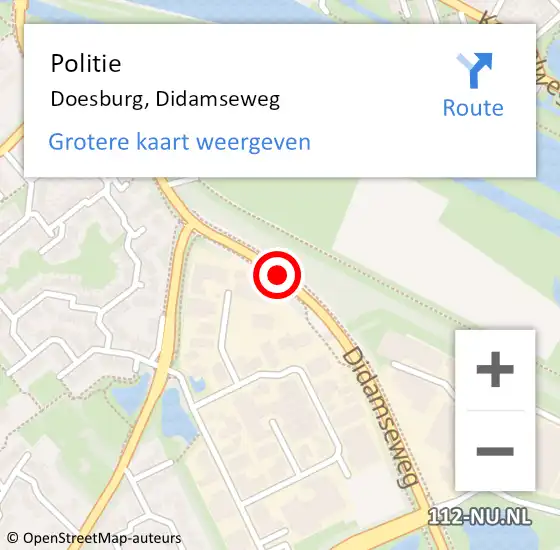 Locatie op kaart van de 112 melding: Politie Doesburg, Didamseweg op 16 september 2020 01:20