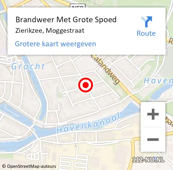 Locatie op kaart van de 112 melding: Brandweer Met Grote Spoed Naar Zierikzee, Moggestraat op 16 september 2020 02:13