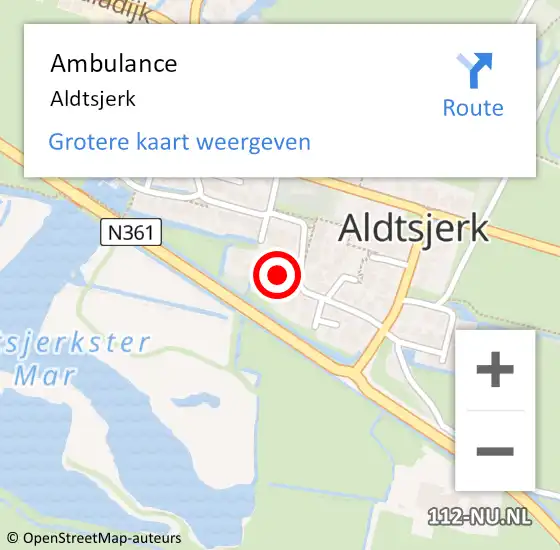 Locatie op kaart van de 112 melding: Ambulance Aldtsjerk op 16 september 2020 03:12