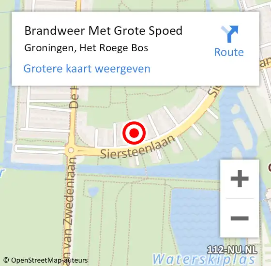 Locatie op kaart van de 112 melding: Brandweer Met Grote Spoed Naar Groningen, Het Roege Bos op 16 september 2020 06:55