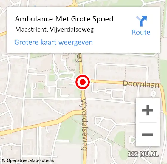 Locatie op kaart van de 112 melding: Ambulance Met Grote Spoed Naar Maastricht, Vijverdalseweg op 16 september 2020 07:34