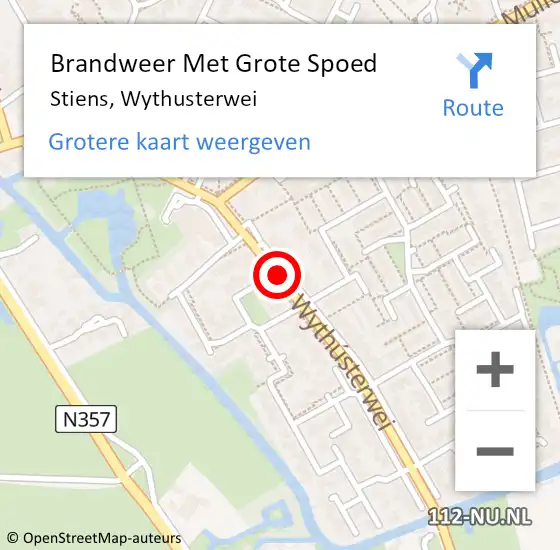 Locatie op kaart van de 112 melding: Brandweer Met Grote Spoed Naar Stiens, Wythusterwei op 16 september 2020 10:27