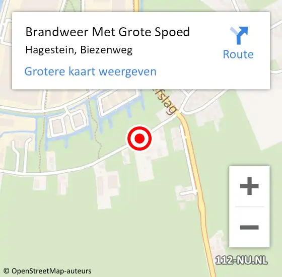 Locatie op kaart van de 112 melding: Brandweer Met Grote Spoed Naar Hagestein, Biezenweg op 16 september 2020 11:14