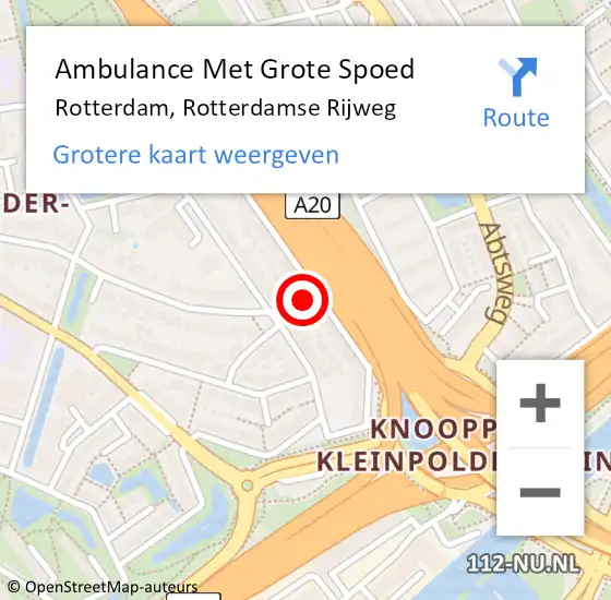 Locatie op kaart van de 112 melding: Ambulance Met Grote Spoed Naar Rotterdam, Rotterdamse Rijweg op 16 september 2020 11:24