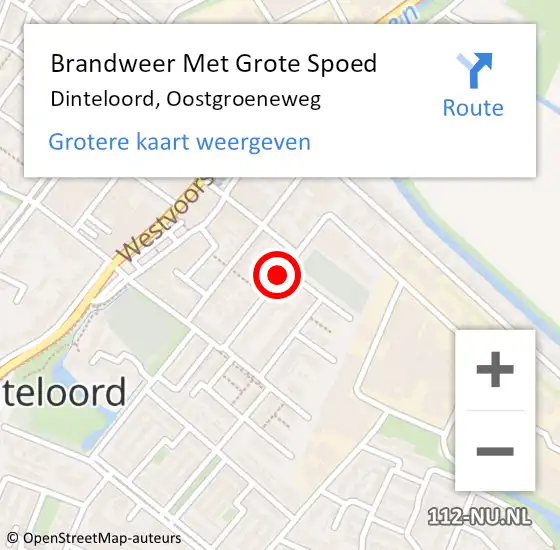 Locatie op kaart van de 112 melding: Brandweer Met Grote Spoed Naar Dinteloord, Oostgroeneweg op 16 september 2020 12:18
