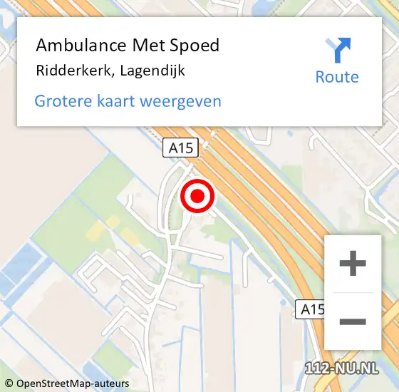 Locatie op kaart van de 112 melding: Ambulance Met Spoed Naar Ridderkerk, Lagendijk op 16 september 2020 12:46