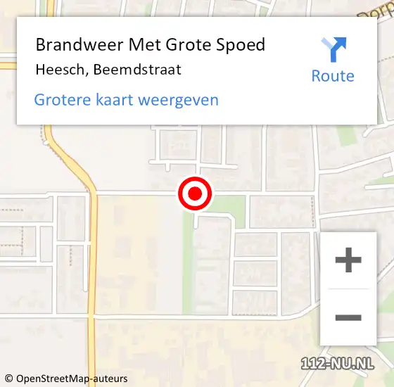 Locatie op kaart van de 112 melding: Brandweer Met Grote Spoed Naar Heesch, Beemdstraat op 16 september 2020 12:50