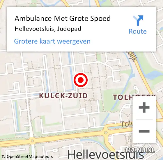 Locatie op kaart van de 112 melding: Ambulance Met Grote Spoed Naar Hellevoetsluis, Judopad op 16 september 2020 13:08