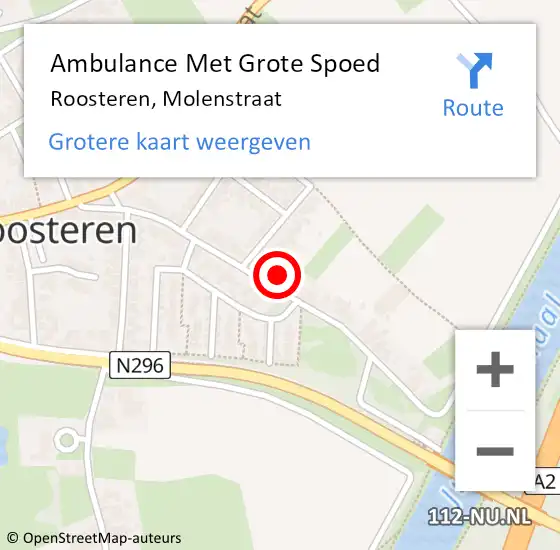 Locatie op kaart van de 112 melding: Ambulance Met Grote Spoed Naar Roosteren, Molenstraat op 19 mei 2014 09:25