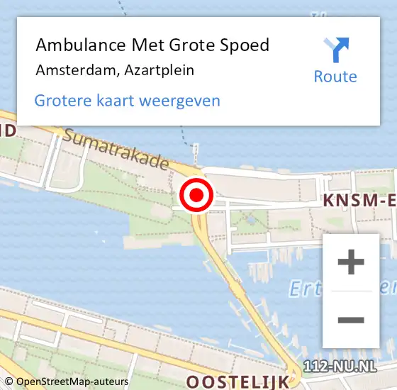 Locatie op kaart van de 112 melding: Ambulance Met Grote Spoed Naar Amsterdam, Azartplein op 16 september 2020 13:40