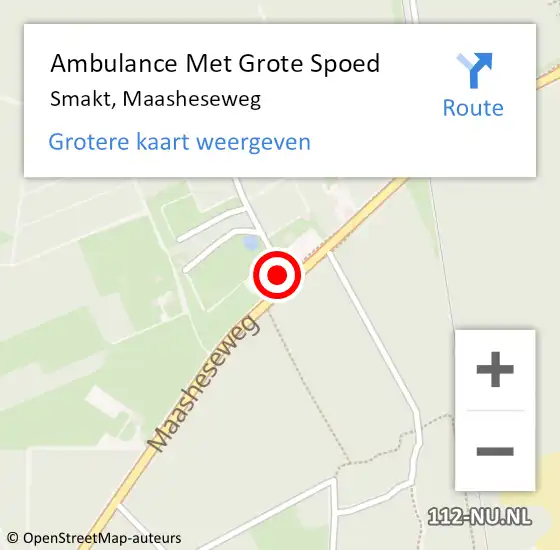 Locatie op kaart van de 112 melding: Ambulance Met Grote Spoed Naar Smakt, Maasheseweg op 2 oktober 2013 12:20