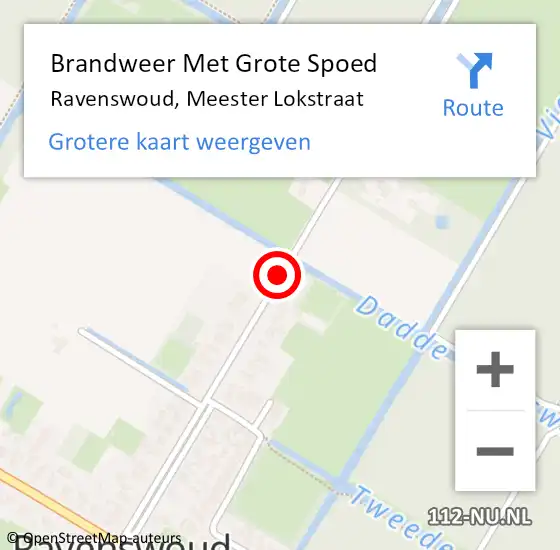 Locatie op kaart van de 112 melding: Brandweer Met Grote Spoed Naar Ravenswoud, Meester Lokstraat op 16 september 2020 14:07