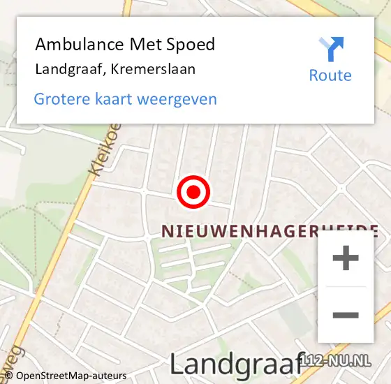 Locatie op kaart van de 112 melding: Ambulance Met Spoed Naar Landgraaf, Kremerslaan op 19 mei 2014 09:33