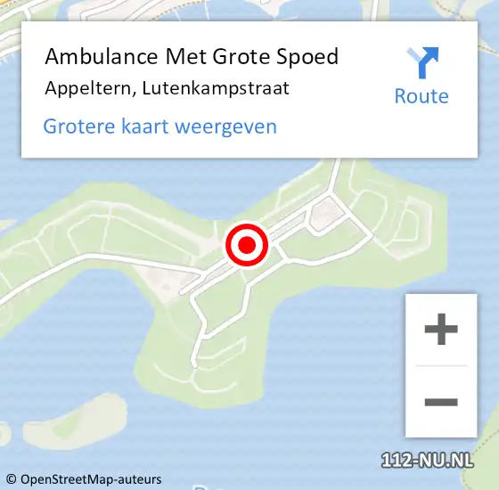 Locatie op kaart van de 112 melding: Ambulance Met Grote Spoed Naar Appeltern, Lutenkampstraat op 16 september 2020 14:54