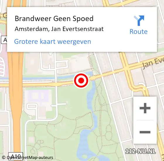 Locatie op kaart van de 112 melding: Brandweer Geen Spoed Naar Amsterdam, Jan Evertsenstraat op 16 september 2020 15:04