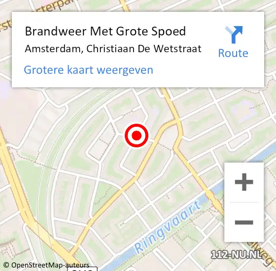 Locatie op kaart van de 112 melding: Brandweer Met Grote Spoed Naar Amsterdam, Christiaan De Wetstraat op 16 september 2020 15:38