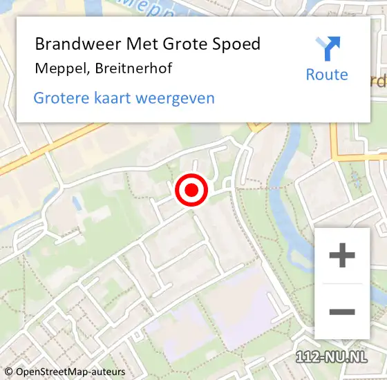 Locatie op kaart van de 112 melding: Brandweer Met Grote Spoed Naar Meppel, Breitnerhof op 19 mei 2014 09:41