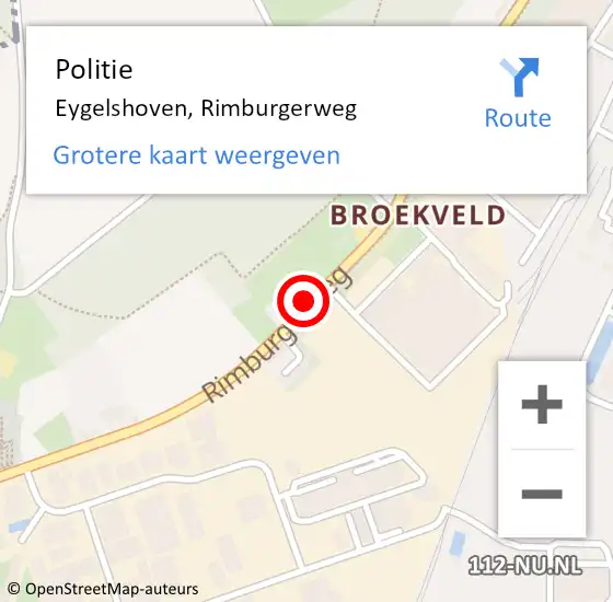 Locatie op kaart van de 112 melding: Politie Eygelshoven, Rimburgerweg op 16 september 2020 16:11