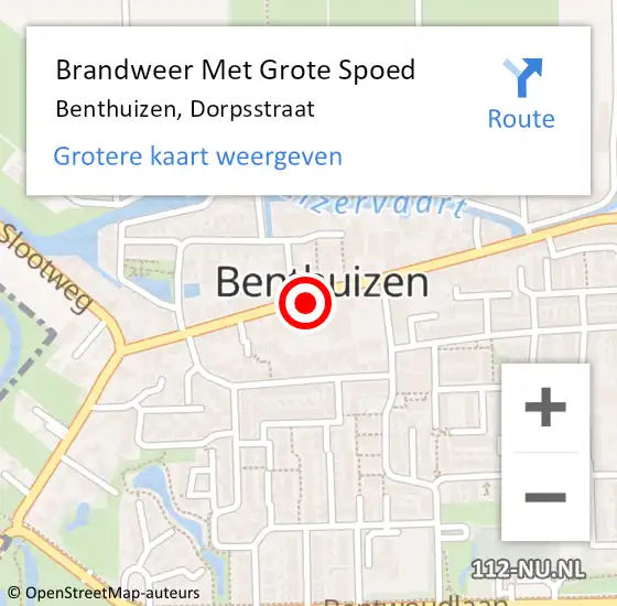 Locatie op kaart van de 112 melding: Brandweer Met Grote Spoed Naar Benthuizen, Dorpsstraat op 19 mei 2014 09:46