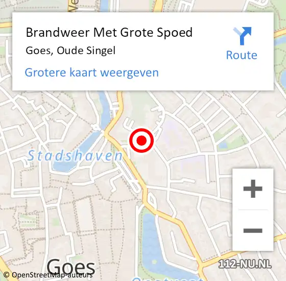 Locatie op kaart van de 112 melding: Brandweer Met Grote Spoed Naar Goes, Oude Singel op 16 september 2020 18:55