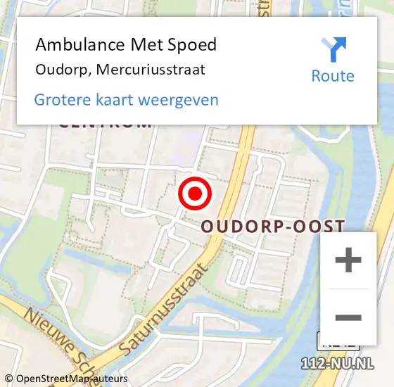 Locatie op kaart van de 112 melding: Ambulance Met Spoed Naar Oudorp, Mercuriusstraat op 19 mei 2014 09:56