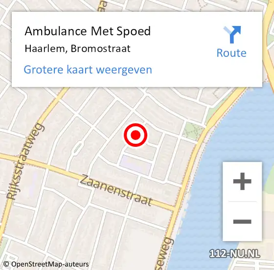 Locatie op kaart van de 112 melding: Ambulance Met Spoed Naar Haarlem, Bromostraat op 16 september 2020 19:40