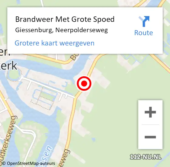 Locatie op kaart van de 112 melding: Brandweer Met Grote Spoed Naar Giessenburg, Neerpolderseweg op 16 september 2020 19:45