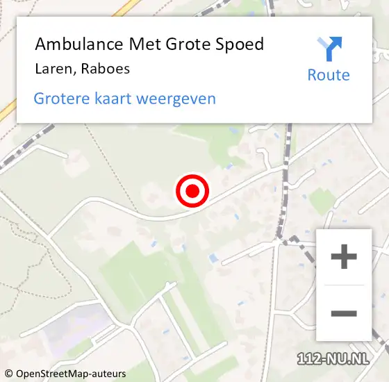 Locatie op kaart van de 112 melding: Ambulance Met Grote Spoed Naar Laren, Raboes op 19 mei 2014 09:57