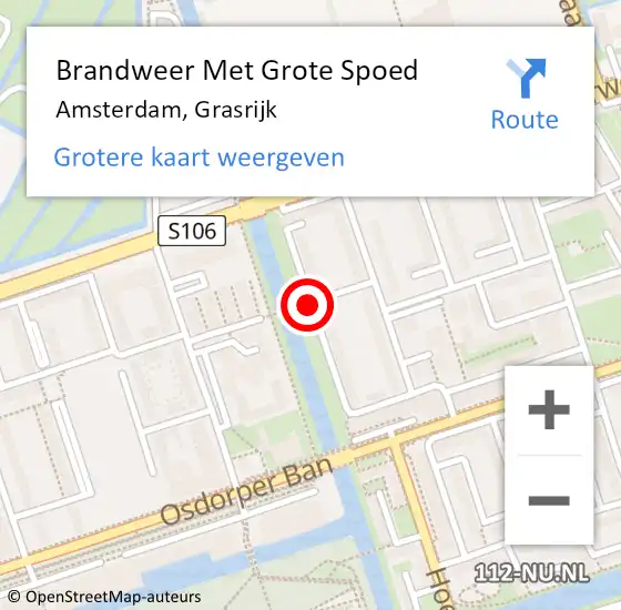 Locatie op kaart van de 112 melding: Brandweer Met Grote Spoed Naar Amsterdam, Grasrijk op 16 september 2020 20:27