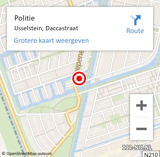 Locatie op kaart van de 112 melding: Politie IJsselstein, Daccastraat op 16 september 2020 20:29