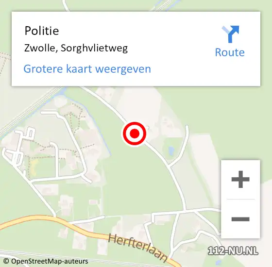 Locatie op kaart van de 112 melding: Politie Zwolle, Sorghvlietweg op 16 september 2020 21:40