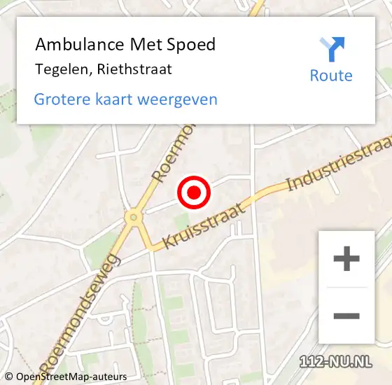 Locatie op kaart van de 112 melding: Ambulance Met Spoed Naar Tegelen, Riethstraat op 19 mei 2014 10:05