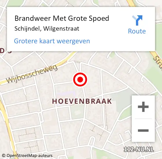 Locatie op kaart van de 112 melding: Brandweer Met Grote Spoed Naar Schijndel, Wilgenstraat op 17 september 2020 00:24