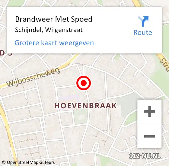 Locatie op kaart van de 112 melding: Brandweer Met Spoed Naar Schijndel, Wilgenstraat op 17 september 2020 00:38