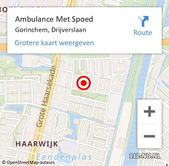 Locatie op kaart van de 112 melding: Ambulance Met Spoed Naar Gorinchem, Drijverslaan op 17 september 2020 01:38