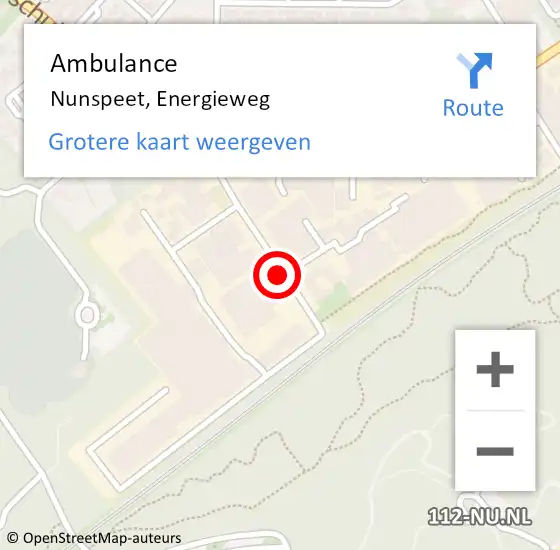 Locatie op kaart van de 112 melding: Ambulance Nunspeet, Energieweg op 17 september 2020 02:52