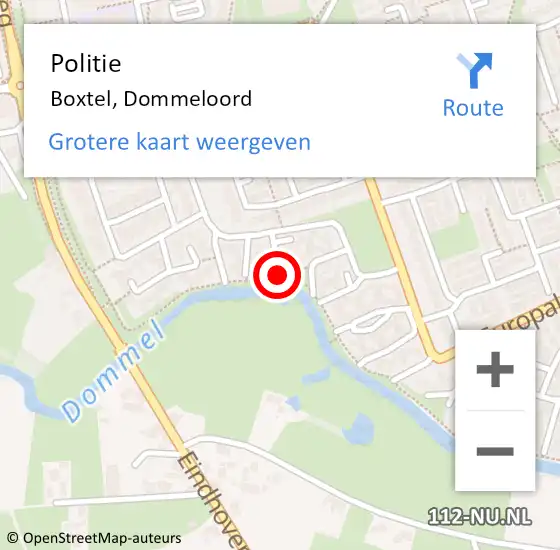 Locatie op kaart van de 112 melding: Politie Boxtel, Dommeloord op 17 september 2020 05:56