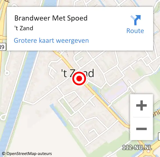 Locatie op kaart van de 112 melding: Brandweer Met Spoed Naar 't Zand op 17 september 2020 07:50