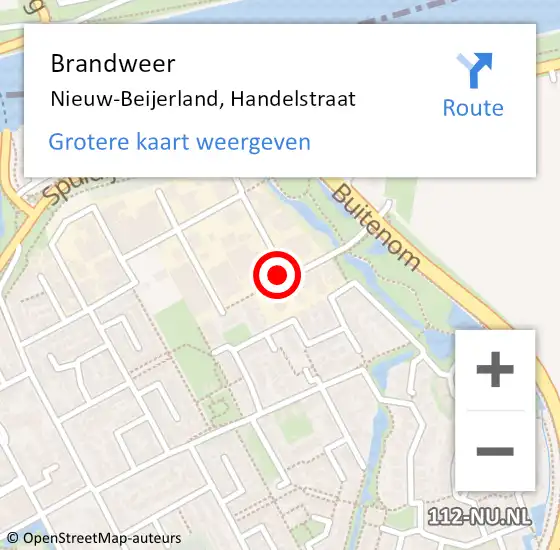 Locatie op kaart van de 112 melding: Brandweer Nieuw-Beijerland, Handelstraat op 17 september 2020 08:05