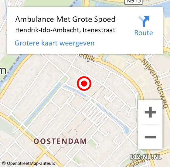 Locatie op kaart van de 112 melding: Ambulance Met Grote Spoed Naar Hendrik-Ido-Ambacht, Irenestraat op 17 september 2020 08:12